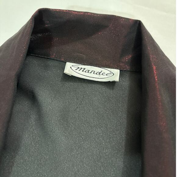 Vintage Mandee Womens Medium Red Shimmer Gothic Edgy Blouse Witchy Party - Picture 5 of 7